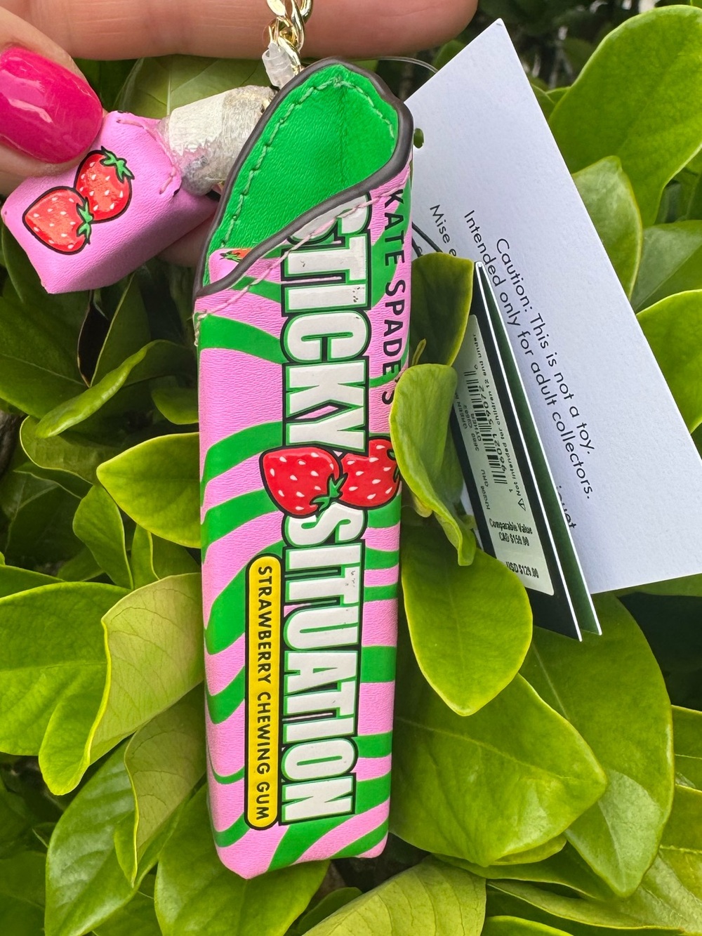 Kate Spade Sticky Situation Strawberry Bubble Gum Bag Charm Keychain